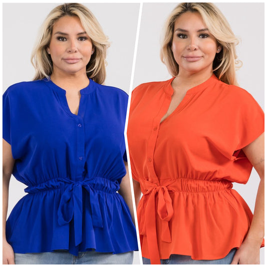 Royal Breeze & Sunset Charm Peplum Tops