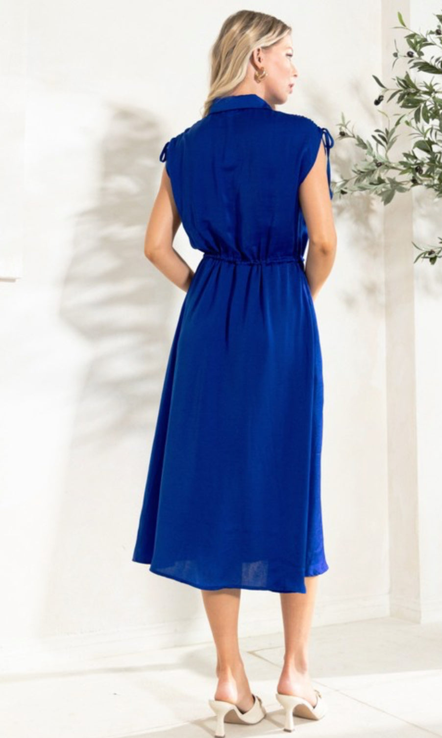 Solid Satin Midi Dress